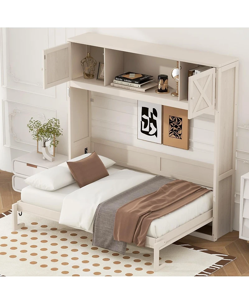 Streamdale Furniture Full Size Murphy Bed with Storage Cabinets
