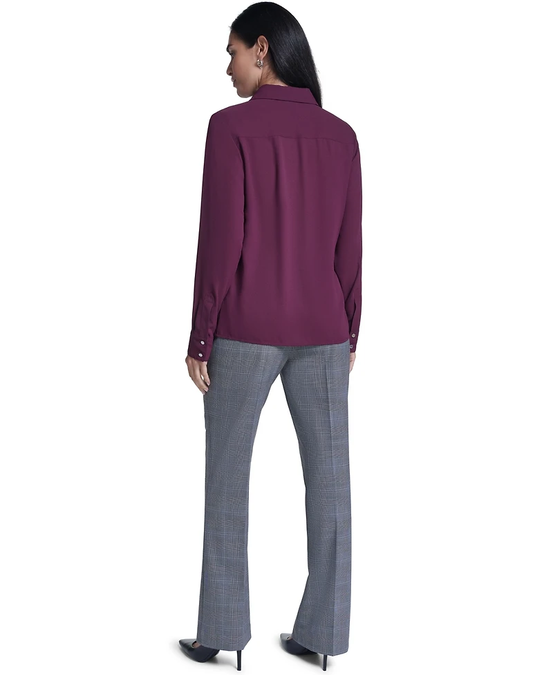 Calvin Klein Women's Ruffle-Front Long-Sleeve Blouse