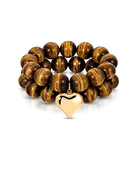 Ettika Luck and Love Tiger's Eye Heart Bracelet Set