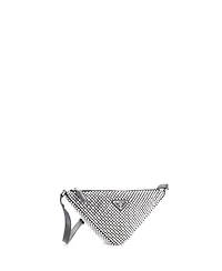 Pre-Owned Prada Mini Triangle Top Handle Pouch Bag Crystal Embellished Satin