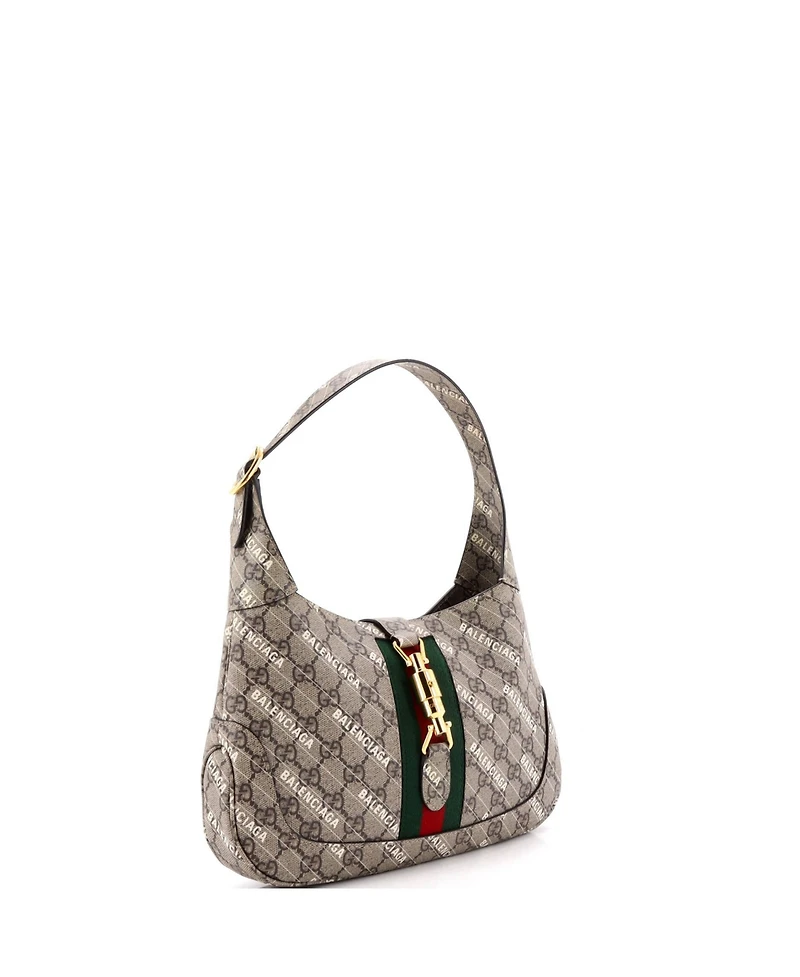 Pre-Owned Gucci Small x Balenciaga The Hacker Project Jackie 1961 Hobo Gg Coated Canvas