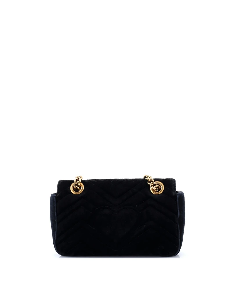 Pre-Owned Gucci Mini Gg Marmont Flap Bag Matelasse Velvet
