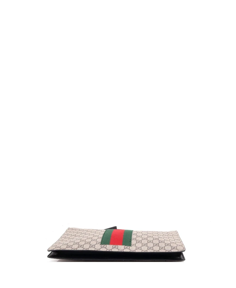 Pre-Owned Gucci Web Wristlet Clutch Gg Coated Canvas