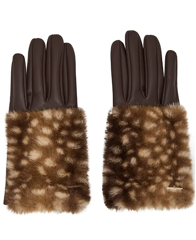 Steve Madden Women's Animal Print Polyester Fur Gloves