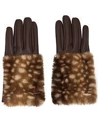 Steve Madden Women's Animal Print Polyester Fur Gloves
