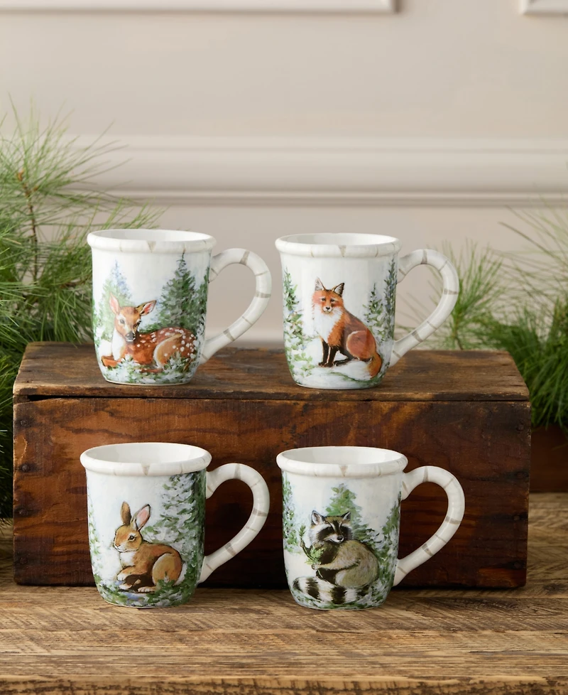 Certified International Winter Cabin Mugs, Set of 4