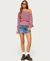 Edikted Women's Brida Off-the-Shoulder Long-Sleeve Striped Sweater