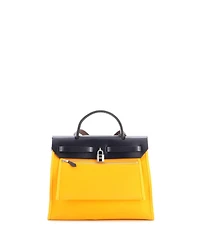 Pre-Owned Hermes 31 Herbag Zip Verso Leather and Toile