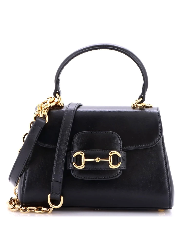 Pre-Owned Gucci Mini Horsebit 1955 Top Handle Flap Bag Leather