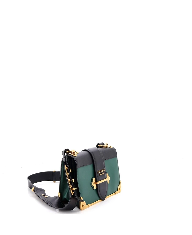 Pre-Owned Prada Small Cahier Crossbody Bag Leather and Saffiano Leather