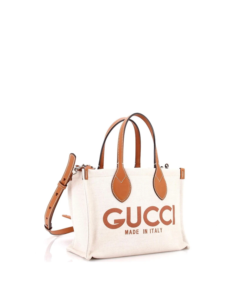 Pre-Owned Gucci Small Logo Shopper Tote Printed Canvas