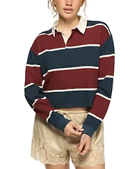 Lucky Brand Women's Long-Sleeve Striped Polo Shirt