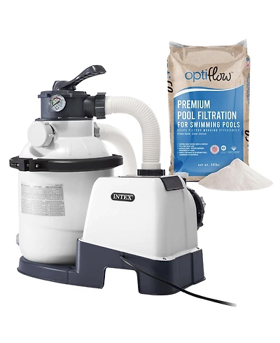 Intex Krystal Clear 1500GPH Sand Filter Pump and OptiFlow Premium Pool Filter Sand