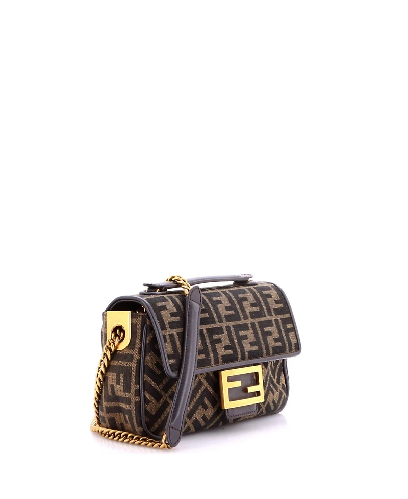 Pre-Owned Fendi Medium Midi Baguette Chain Bag Zucca Canvas