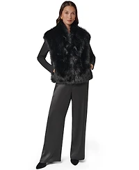 Donna Karan New York Women's Faux Fur Sleeveless Lined Vest