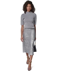 Donna Karan New York Women's A-Line Midi Foil Skirt