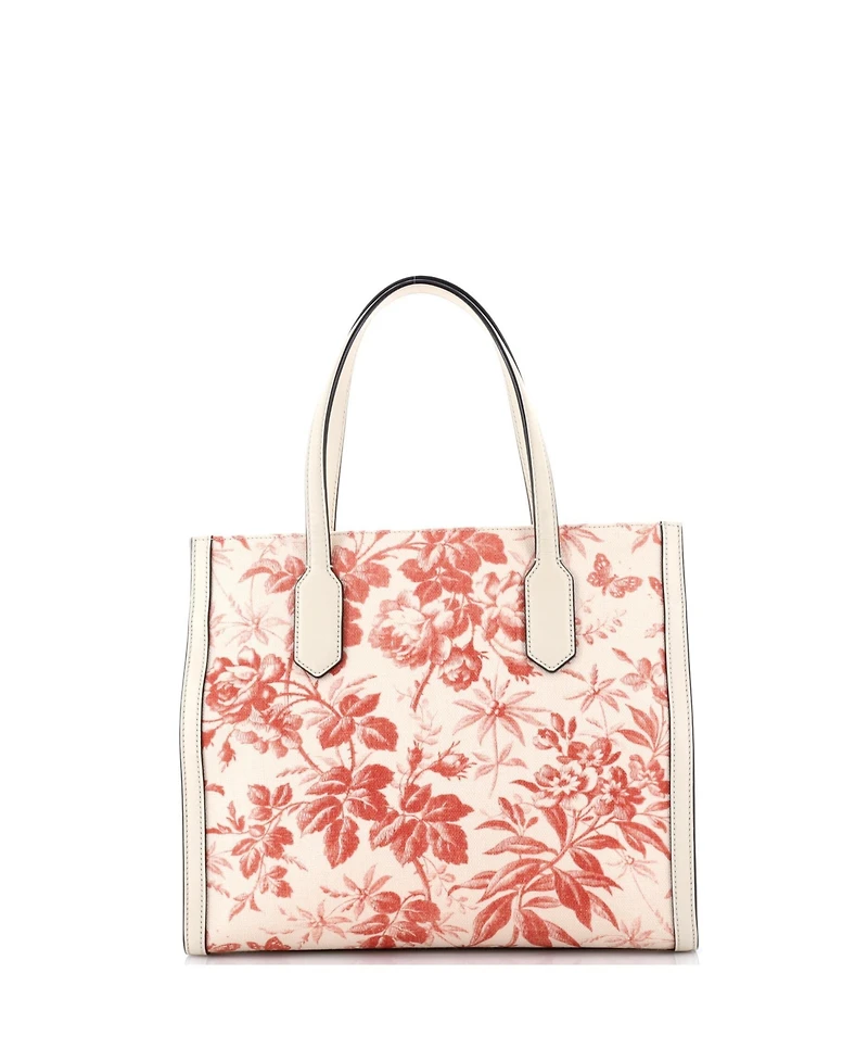 Pre-Owned Gucci Medium Gg Ribbon Tote Coated Printed Canvas