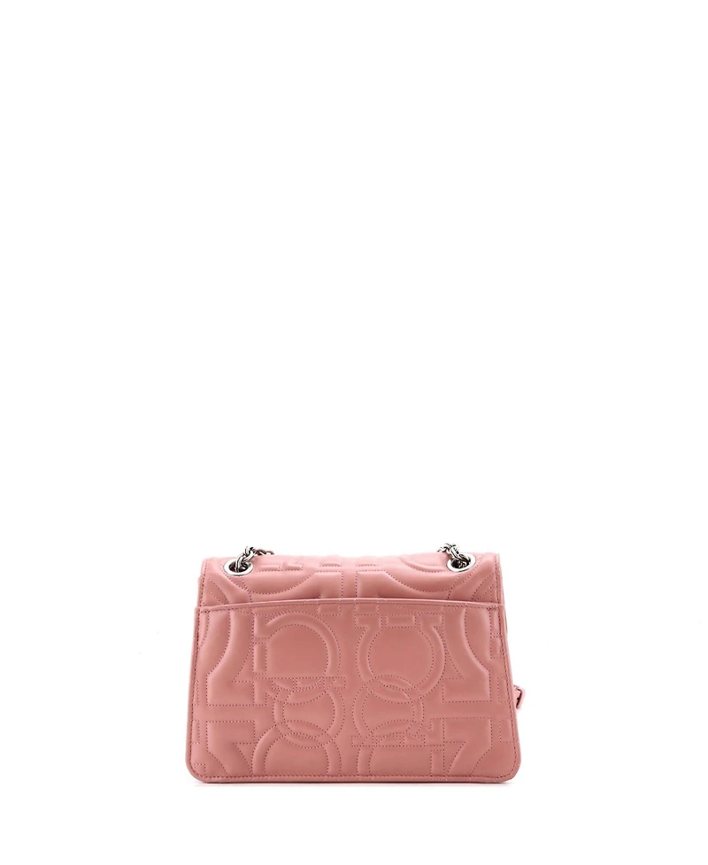 Pre-Owned Salvatore Ferragamo Medium Gancini Turnlock Flap Bag Gancini Quilted Leather