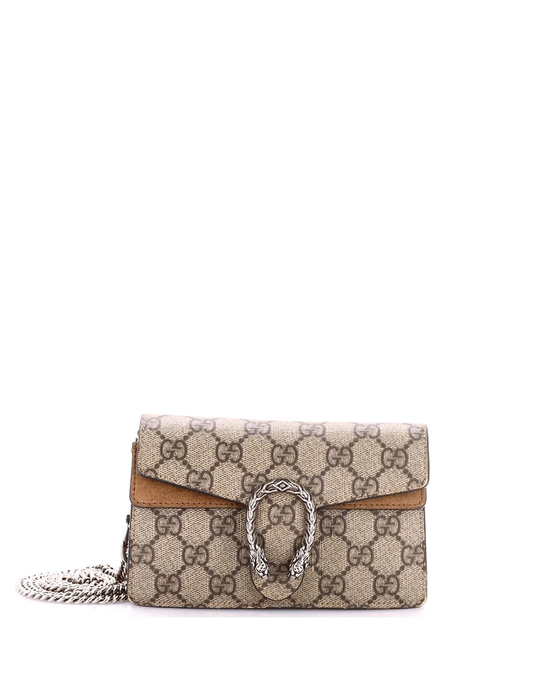 Pre-Owned Gucci Super Mini Dionysus Bag Gg Coated Canvas