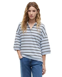 Tommy Hilfiger Women's Multi-Stripe Oversized Polo Shirt