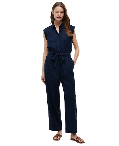 Tommy Hilfiger Women's Belted Collared Jumpsuit