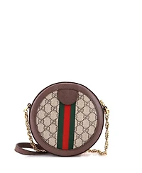 Pre-Owned Gucci Mini Ophidia Round Shoulder Bag Gg Coated Canvas