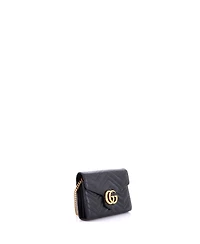 Pre-Owned Gucci Mini Gg Marmont Chain Wallet Matelasse Leather