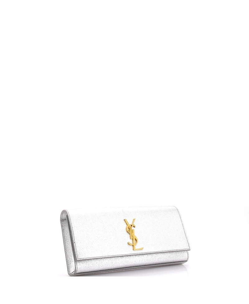 Pre-Owned Saint Laurent Long Classic Monogram Clutch Metallic Calfskin