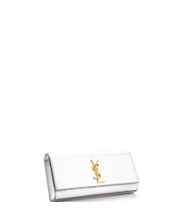 Pre-Owned Saint Laurent Long Classic Monogram Clutch Metallic Calfskin