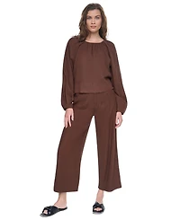 Dkny Jeans Women's Raglan Long-Sleeve Shirred Neckline Top