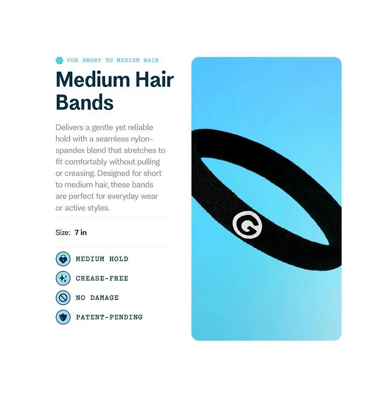 Gimme Beauty Medium Hair Bands Seamless Nylon Low Profile Hair Accessory Snag Free Tie for Firm, Lasting Hold 12 Pack