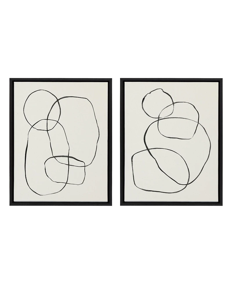 Kate and Laurel Sylvie Going Circles Framed Textured Canvas Set by Teju Reval of SnazzyHues