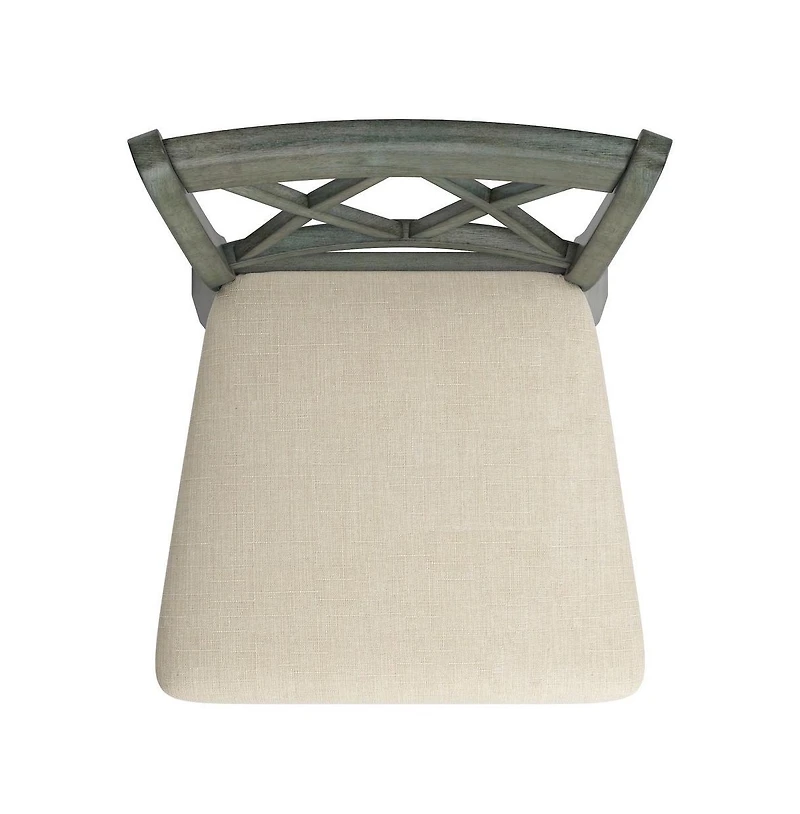 iNSPIRE Q Lea Cross Swivel Bar Stool w/ Beige Linen Seat