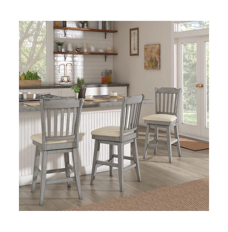 iNSPIRE Q Lea Slat Swivel Counter Stool
