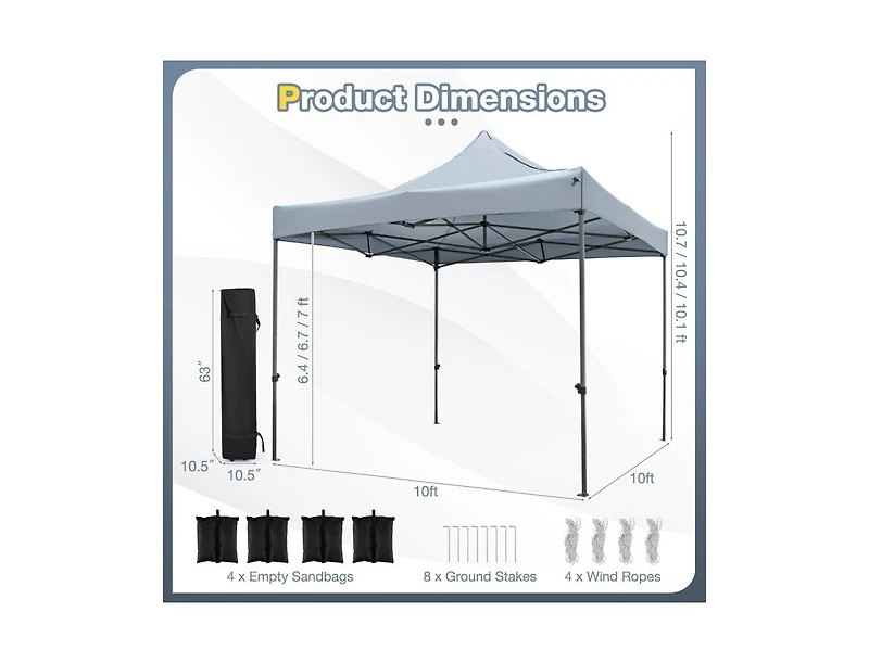 Boyel Living Outdoor Pop up Canopy Tent Easy Setup Gazebo Shelter with Wheeled Bag