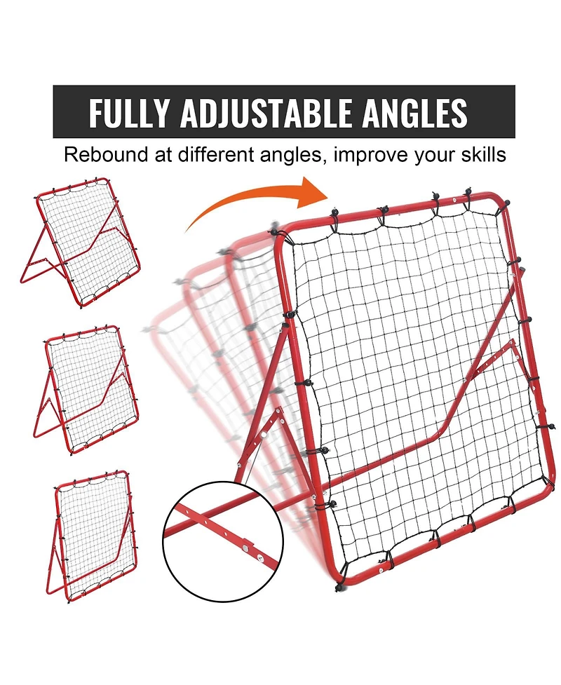 Sugift 39 x 39 Inch Kick-Back Soccer Rebound Net Portable Training Aid for Kids Teens and Adults