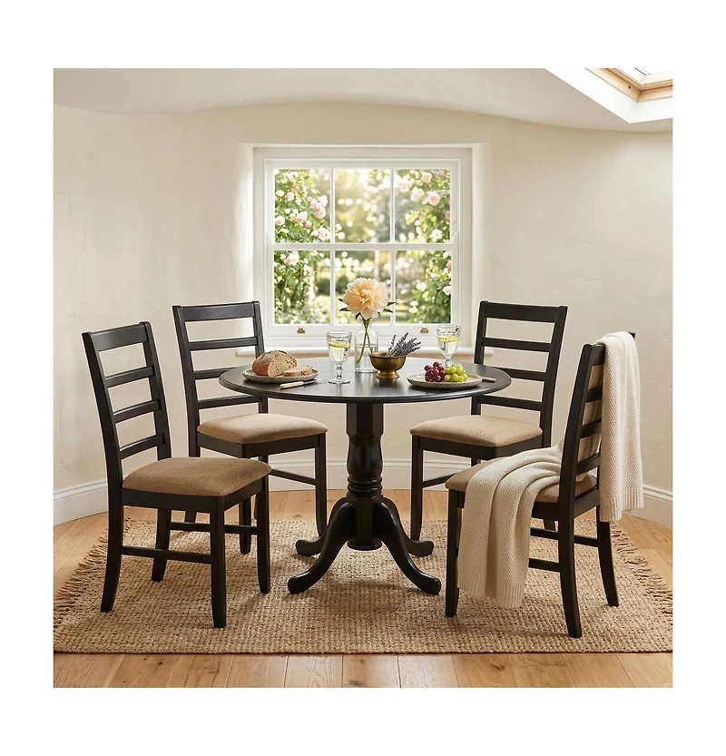 East West Furniture DLPF5-blk-c 5 PcKitchen Table set - Small Kitchen Table and 4 Kitchen Dining Chairs