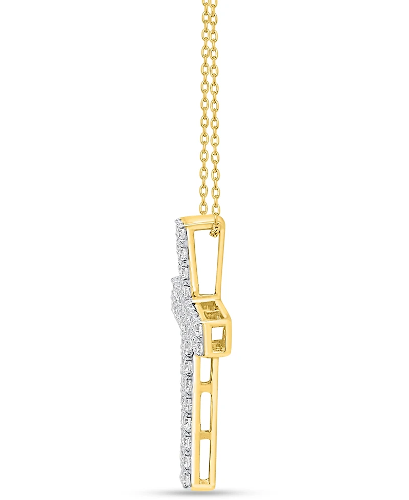 Forever Grown Diamonds Lab-Grown Diamond Double Row Cross Pendant Necklace (2 ct. t.w.) Sterling Silver (Also 14k Gold-Plated Silver)