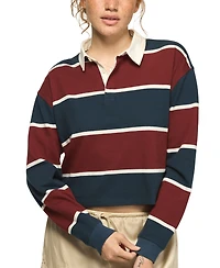 Lucky Brand Women's Long-Sleeve Striped Polo Shirt