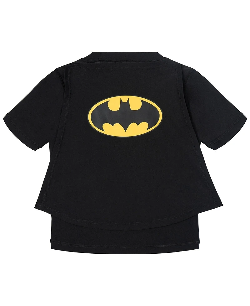 Justice League Toddler Boys Batman Superman Cosplay Rash Guard and Swim Trunks Set