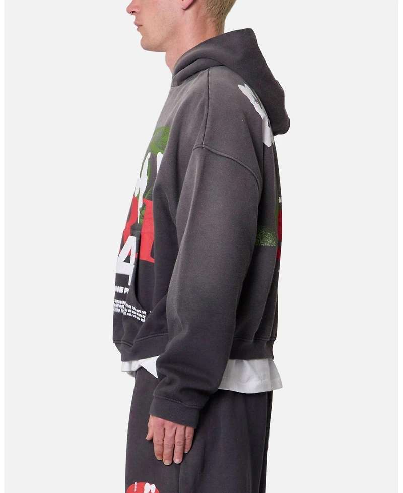 mnml Men's Enemy Graphic Oversized Cropped Hoodie