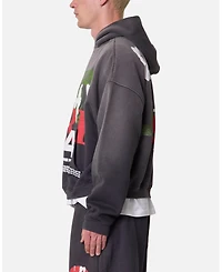 mnml Men's Enemy Graphic Oversized Cropped Hoodie
