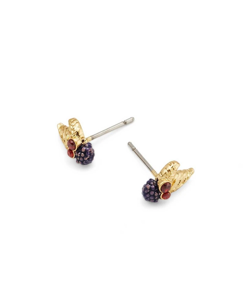 Fable England Orla Blackberry Stud Earrings in Gold