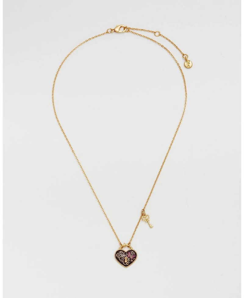 Fable England Eve Heart Lock and Key Necklace in Gold