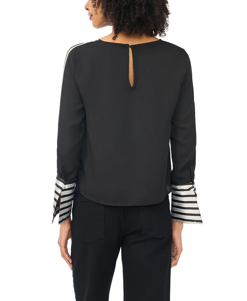 Vince Camuto Women's Contrast-Trim Long-Sleeve Top