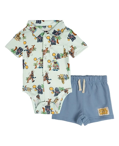 Star Wars Baby Boys' 2-Piece Button Down Shirt and Shorts Set