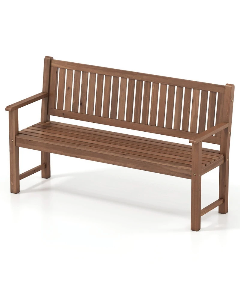 Gouun 59-Inch 3-Seater Wood Garden Bench with Backrest and Armrests
