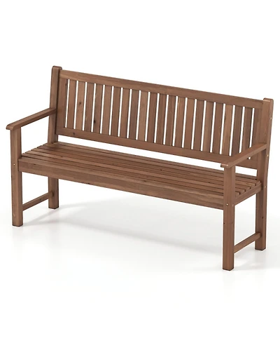 Gouun 59-Inch 3-Seater Wood Garden Bench with Backrest and Armrests