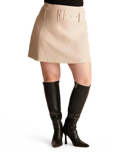 Estelle Plus Rowan A-Line High-Waisted Mini Faux Suede Skirt
