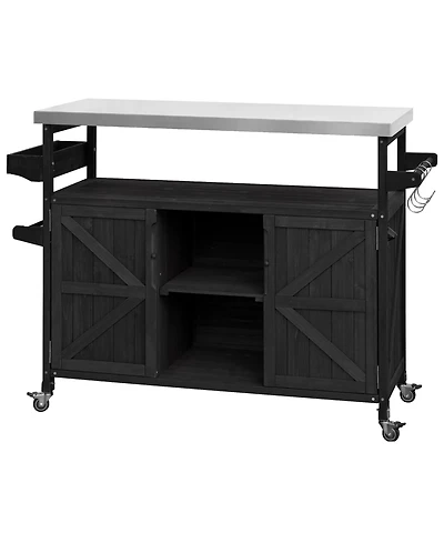 Clihome Rolling Bar Cart and Storage Cabinet